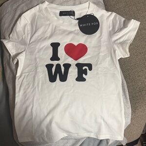 White Fox Boutique White Tee with Red Heart